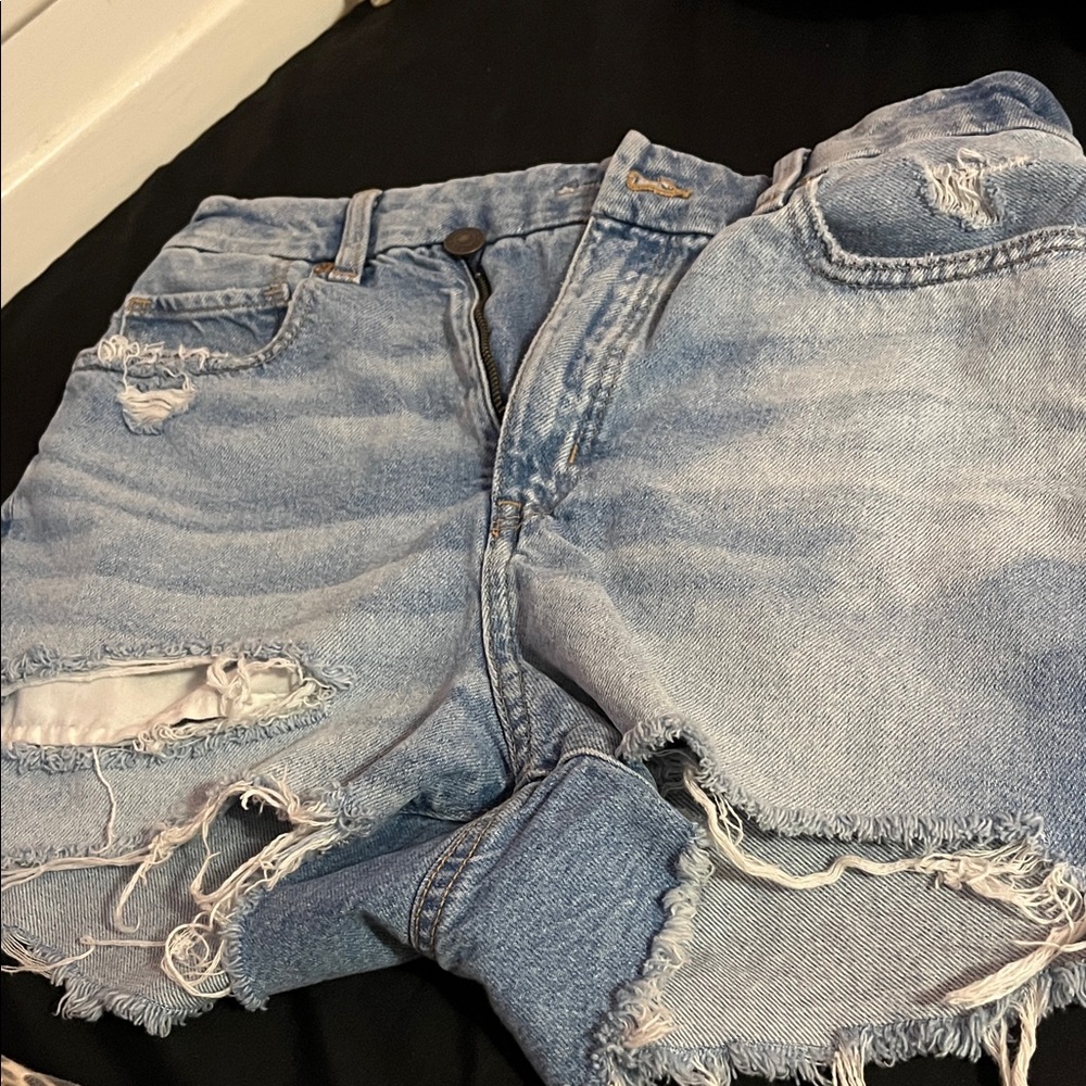 American Eagle Outfitters Ripped Light Blue Denim Shorts